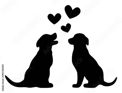 Dog Artwork | Labrador Retriever | Puppies With Hearts | Vector Animal Art