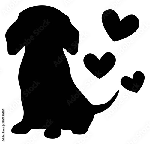 Dog Artwork | Dachshund | Puppy With Hearts | Vector Animal Art