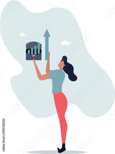 Growth or improvement, increase sales or revenue raising, growing business or develop marketing plan to help gain more profit concept.person's life situation and his activities.