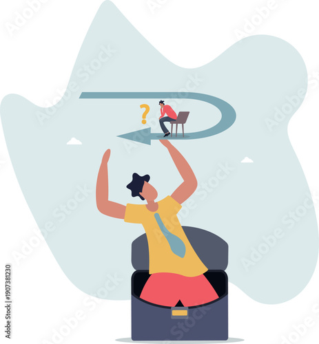 Business turning point, break event or change direction, reverse back, interest rate or financial trend change concept.person's life situation and his activities.