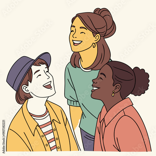 Friends share laughter and conversation while enjoying time together indoors during the afternoon Generative AI