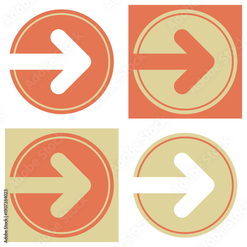 Colored variations of a pictogram in a circle