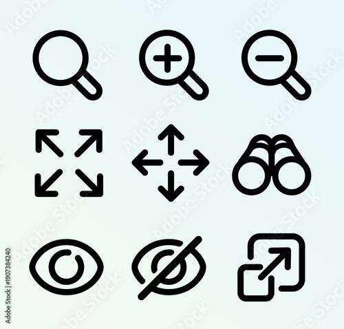 Zoom View Search Find Expand Enlarge Vector Icons icon collection