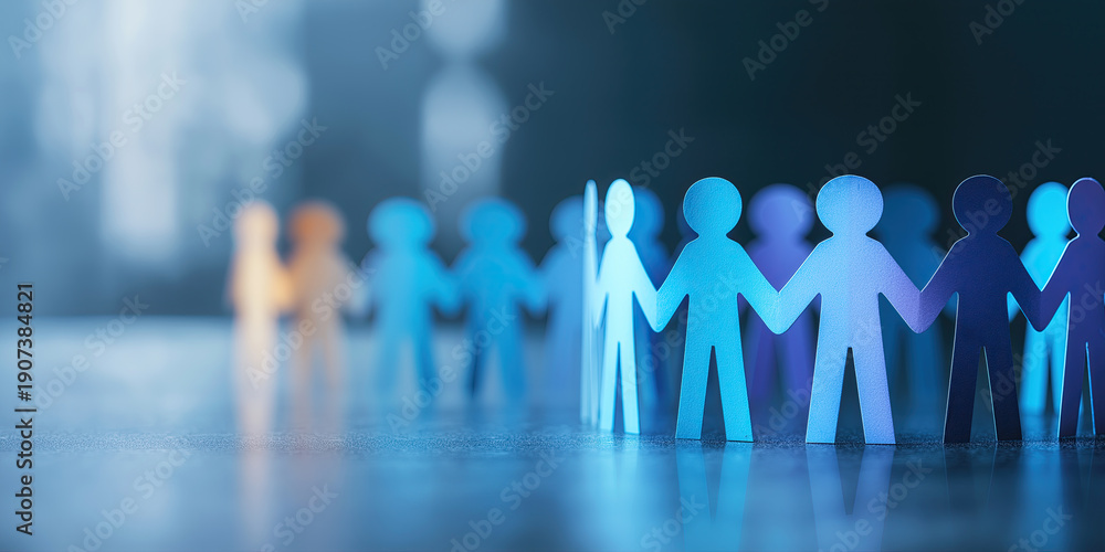 custom made wallpaper toronto digitalColorful paper figures join hands in a circle symbolizing inclusive community, teamwork, solidarity, support, and strong human relationships.