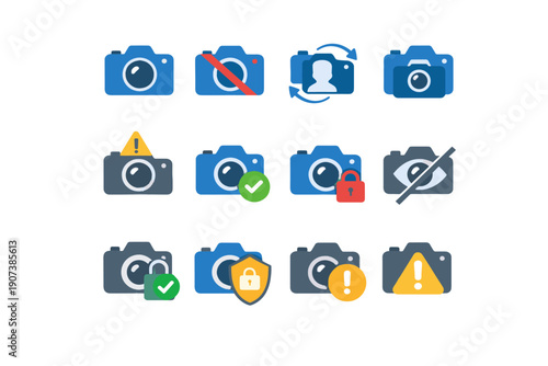 Switch camera icon vector simple generation image denied privacy mode permission hint