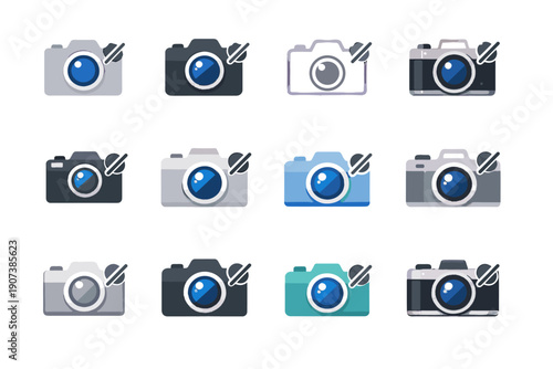 Icon theme image generation simple variant minimal camera dark professional style subtle