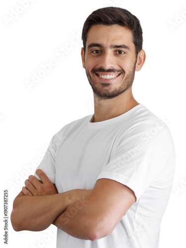 Canvas Print Man with arms crossed smiling at camera
