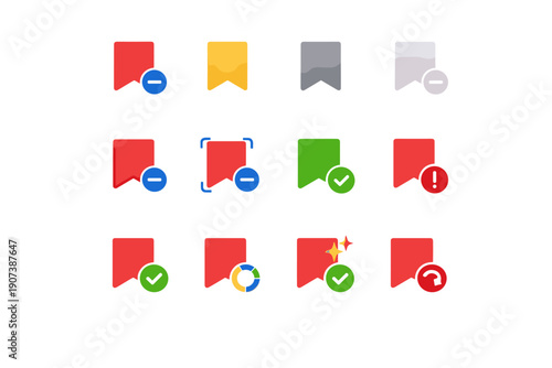 Flat saved highlight vector color loading confirmation remove action icon ui hover
