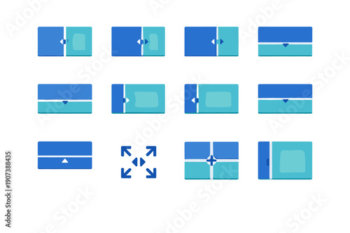 Both minimal collapsed generation icon view right split vector simple top image