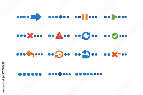 Icon vector paused confirmed image retried dots generation final state simple start
