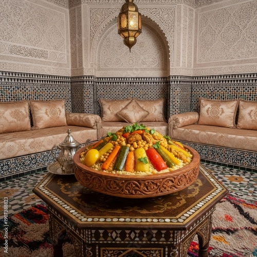 Couscous moroccan food, AI Image