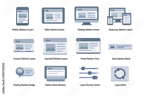 Floating icons skeleton control icon loading density reset compact badge vector layout