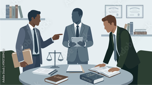 Businessmen in a meeting discussion.