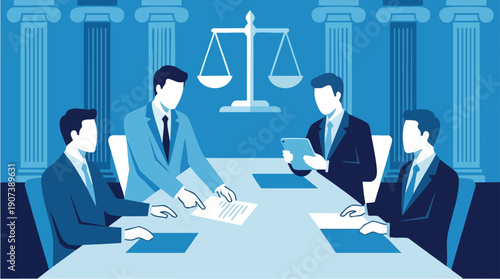 Businessmen in a meeting discussion.