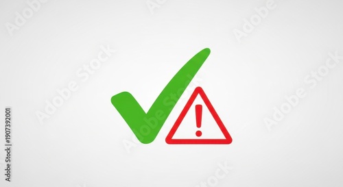 Green check mark and red warning triangle showing validation Free Download Green check mark and red warning triangle showing validation - GFXLoad