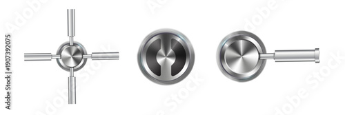 Combination Lock Padlock 3D Set Security Padlocks with Number Code Dials and Safe Strongbox Vault Locker , Isolated on Transparent Background. Vector