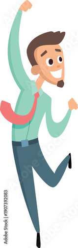 Office manager triumph gesture. Happy successful businessman