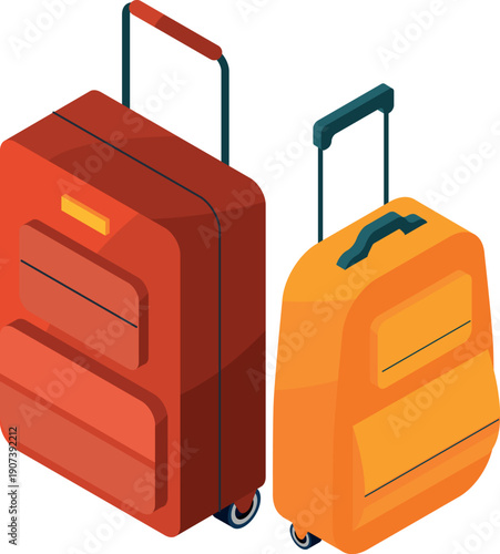 Suitcases cartoon icon. Isometric luggage. Travel bags