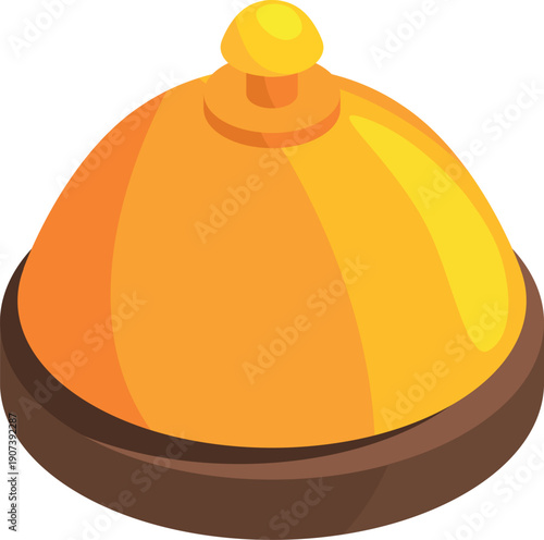 Hotel service bell. Golden hand tool isometric icon