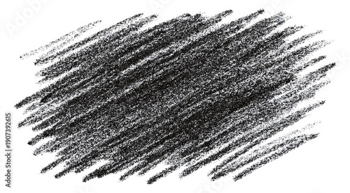 Black scribbled area with uneven edges on a white background, suggesting charcoal