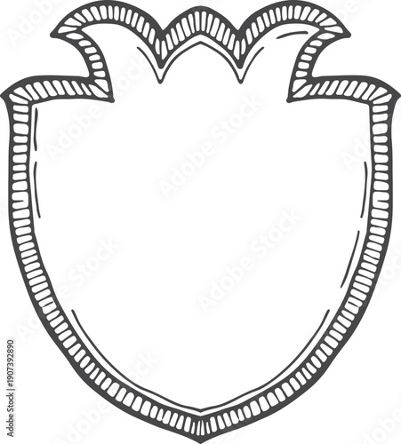Heraldic insignia engraving template. Empty vintage frame