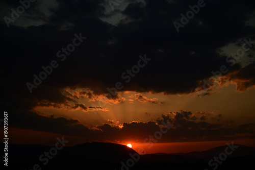 Backlit clouds at sunset