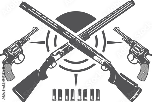 Sport gun label in retro style. Shooting club