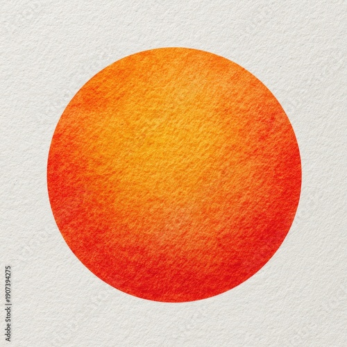 A watercolor-style orange and yellow gradient circle against a textured, off-white background