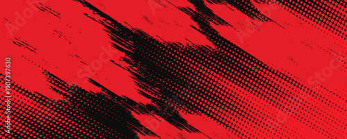 black red dragon decal brush fire volcano lava sakura Asia Japan anime style illustration sporty background. modern