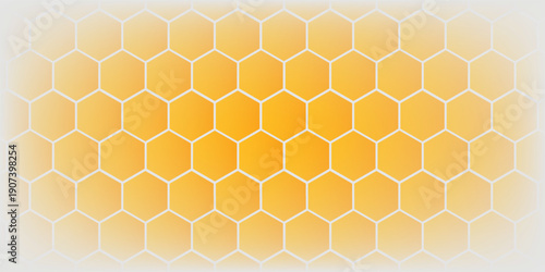 Abstract pattern seamless yellow hexagon honeycombs on a white background. Honey comb background pattern symbol vector design