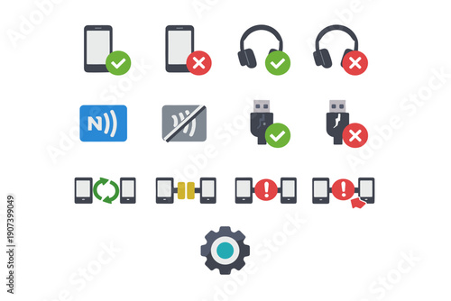 Simple vector connected error generation device image icon disconnected peripheral enabled settings