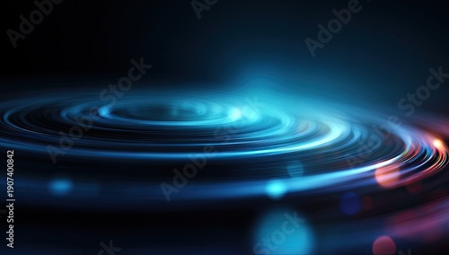 Abstract image of luminous concentric circles radiating from a central point, blurred