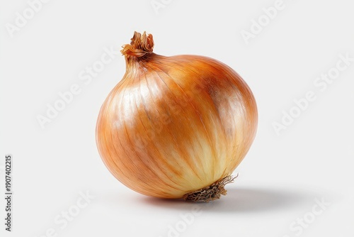 Wallpaper Mural A single, whole onion with brown skin, isolated against a plain white background Torontodigital.ca