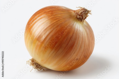 Wallpaper Mural Close-up studio shot of a whole, brown onion with its root and stem against a white backdrop Torontodigital.ca