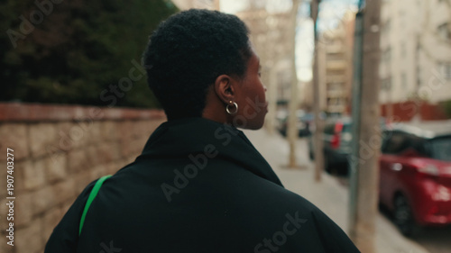 Canvas Print Urban Street Portrait Of A Person Walking Alone
