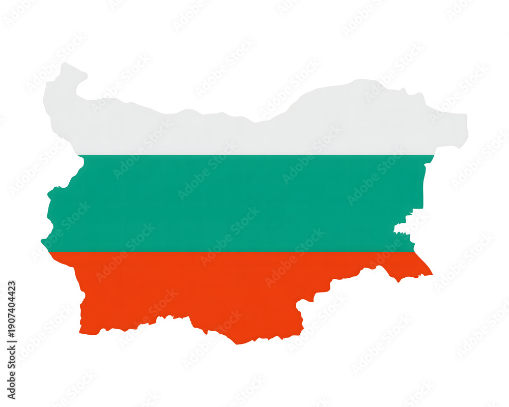 Obraz premium Explore Bulgaria's vibrant culture with this map outline featuring the national flag colors, perfect for travel and cultural projects