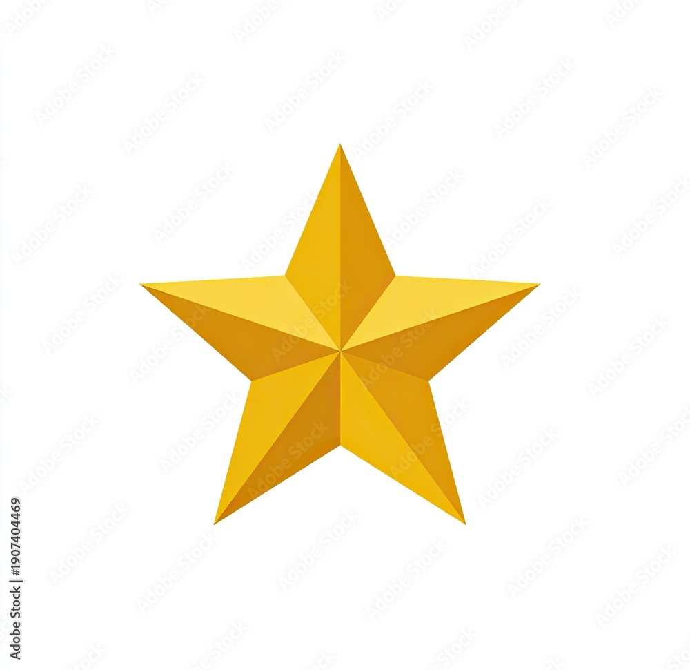 Fototapeta premium A 3D rendered, golden five-pointed star against a clean white background
