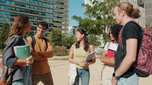 Wallpaper Mural Group of University Students Socializing Outside Campus Grounds Torontodigital.ca
