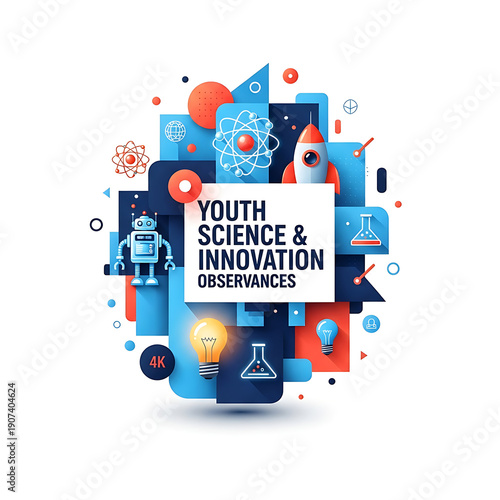 Wallpaper Mural Youth Science and Innovation Day Creative Design, Young Innovators Science Festival Concept, Future Scientists and Youth Technology Illustration, STEM Education and Youth Innovation Banner, Global You Torontodigital.ca