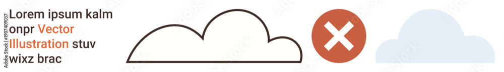 Fototapeta premium Design decision-making, usage guidelines, branding identity, UI elements, educational resources, graphic design. Outlines of clouds with a restriction mark. Design decision-making and usage