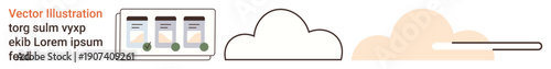 Data management, cloud computing, file storage, network infrastructure, digital solutions, technology services. Minimalist design cloud icons and data storage elements. Cloud computing and data