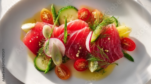 Luxury Vegan Dish with Separated Fresh Ingredients