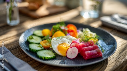 Luxury Vegan Dish with Separated Fresh Ingredients