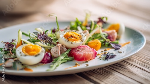 Luxury Vegan Dish with Separated Fresh Ingredients