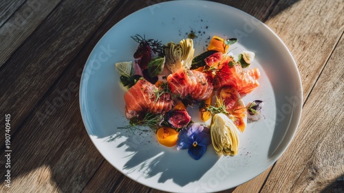 Luxury Vegan Dish with Separated Fresh Ingredients