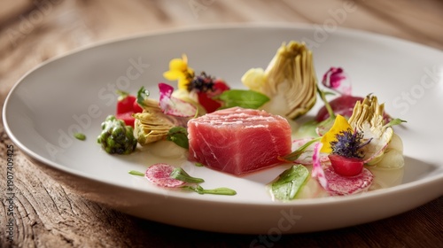 Luxury Vegan Dish with Separated Fresh Ingredients