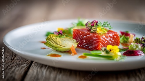 Luxury Vegan Dish with Separated Fresh Ingredients