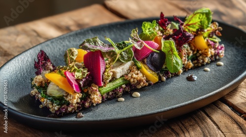 Luxury Vegan Dish with Separated Fresh Ingredients