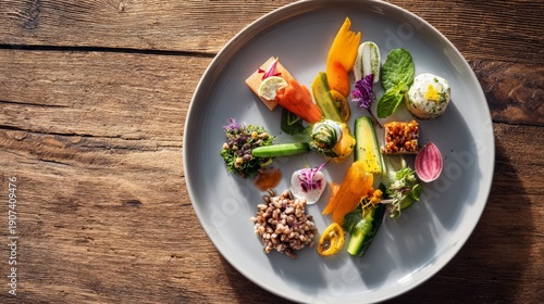 Luxury Vegan Dish with Separated Fresh Ingredients