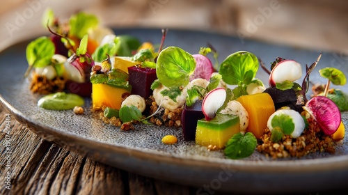 Luxury Vegan Dish with Separated Fresh Ingredients